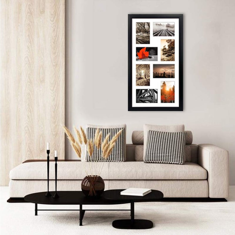 QUTREY 4x6 Black Collage Picture Frames Set of 2, 8 Openings Matted Collage Frame for 4x6 Pictures to Display 16 Multi Photos for Wall - Image 5